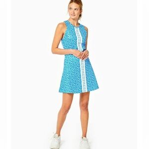 Addison bay blue floral active/ tennis dress with white stripes size Small